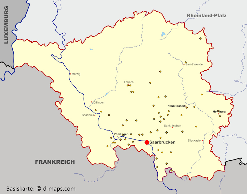 Karte Ketteler-Siedlungen im Saarland